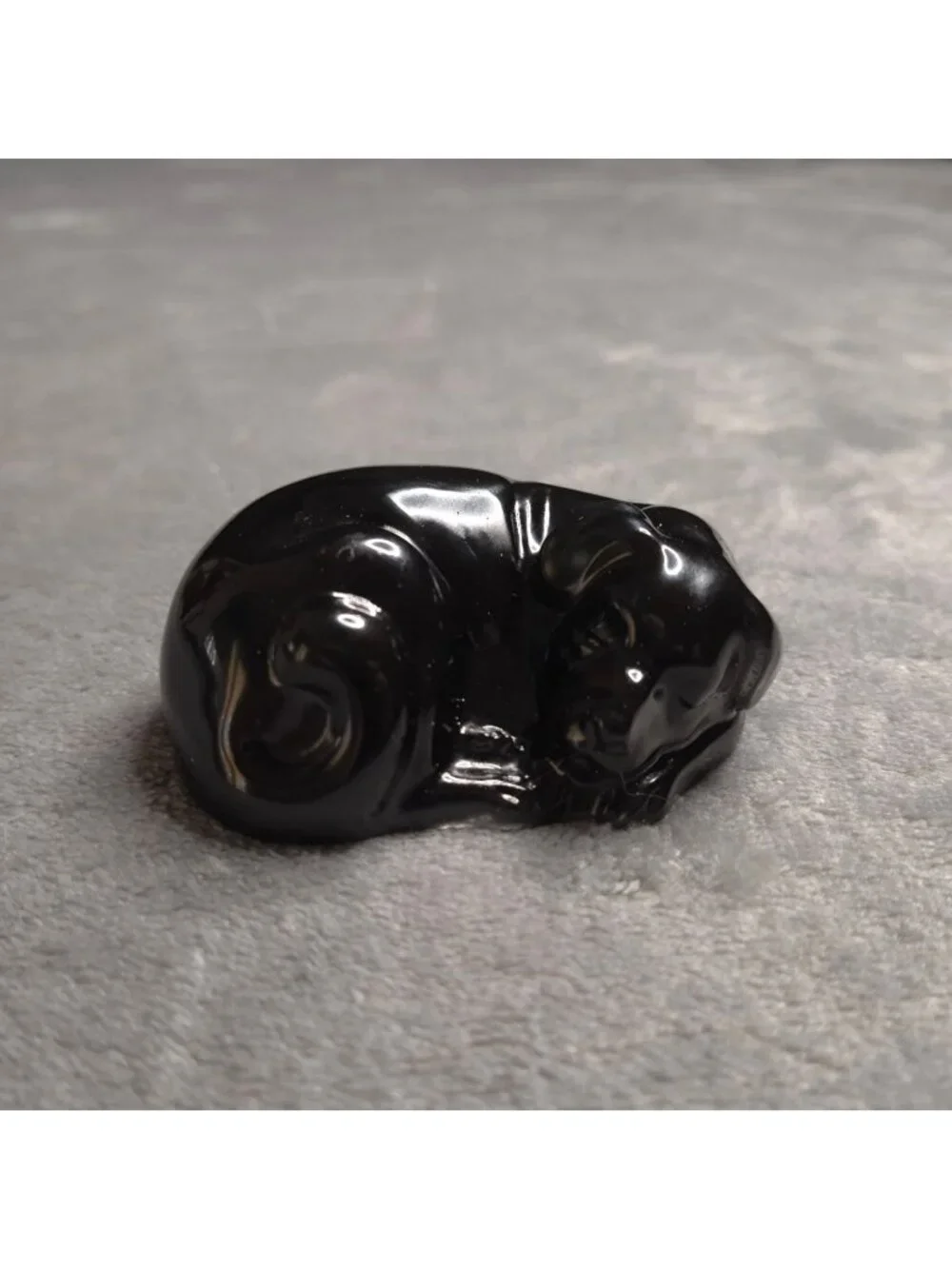 Handmade Resin Sleeping Black Dog Small Figurine 3 in long Gift Dog Lover